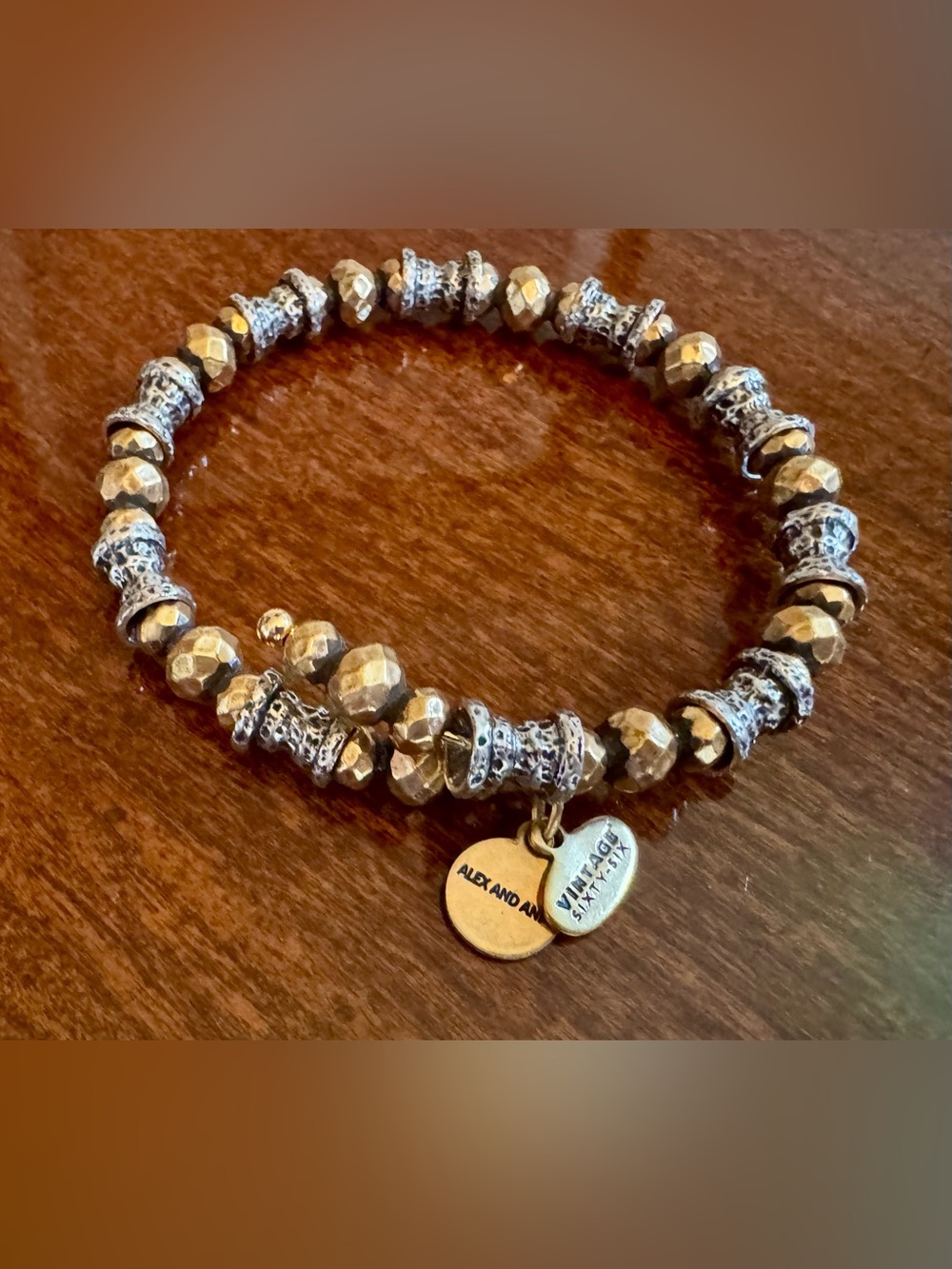Alex and Ani Bracelet Wrap Bracelet Two-Tone Gold and Silver Beaded